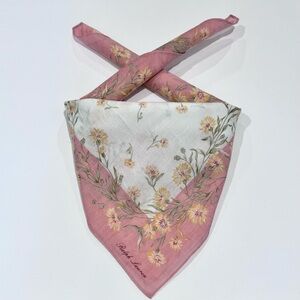 Ralph Lauren Pink and White Floral Cotton Bandana Scarf